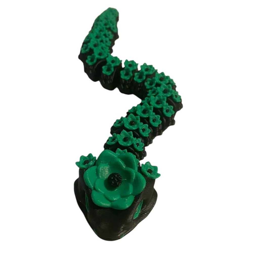 3D Printed 8-1/2" Articulated Lotus Serpant - Black/Green #3015-0804